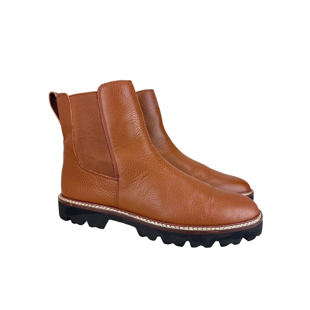 Madewell The Carina Boot English Saddle Brown Pebbled Leather Lug Chelsea Boots
